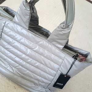 Large Water Resistant SILVER TOTE BAG